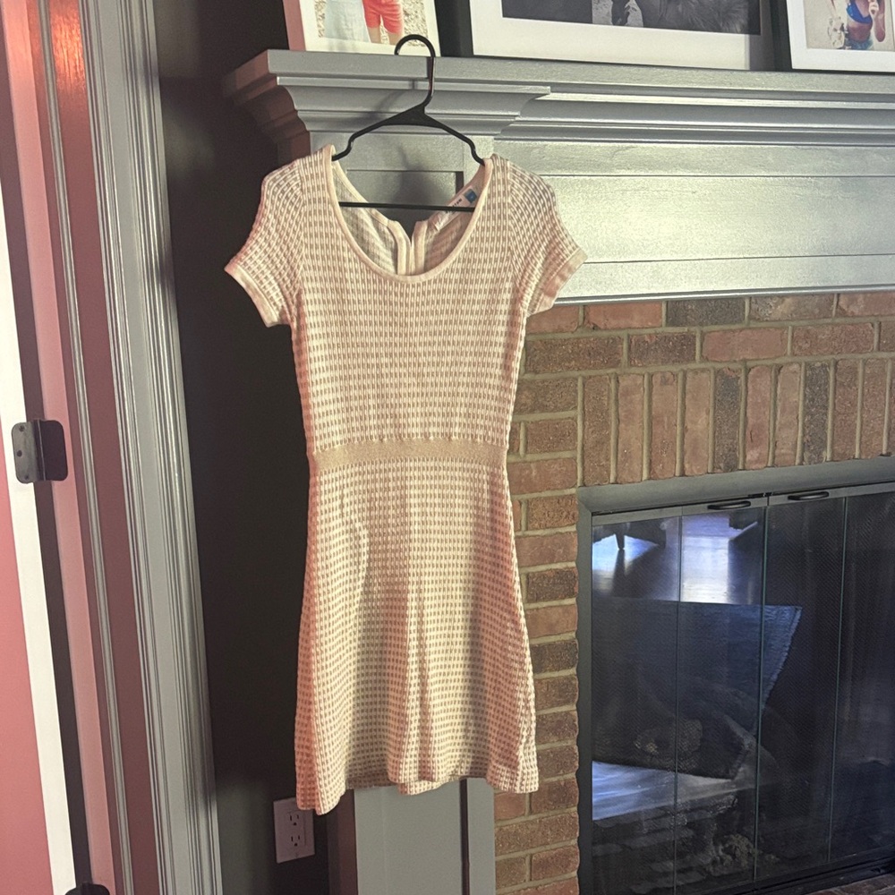 Anthropologie Cream Textured Mini Dress